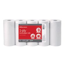 1-Ply Bond Paper Rolls, 2-3/4" x 128', White, Pack Of 10
