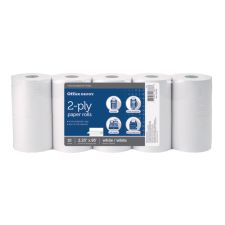 2-Ply Paper Rolls, 2-1/4" x 85', White, Pack Of 10