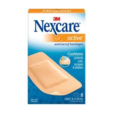 3M Nexcare Extra Cushion Knee/Elbow Bandages, 1 7/8" x 4", Pack Of 8