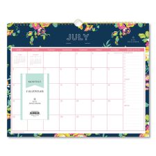 Blue Sky Day Designer Peyton Academic Wall Calendar, Floral Artwork, 15 x 12, White/Navy Sheets, 12-Month (July to June): 2025 to 2026