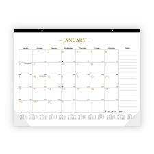 Blueline Gold Collection Monthly Desk Pad Calendar, 22 x 17, White/Gold Sheets, Black Headband, 12-Month (Jan to Dec): 2026