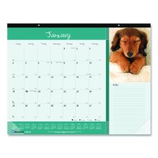 Blueline Pets Collection Monthly Desk Pad, Puppies Photography, 22 x 17, Black Binding, Clear Corners, 12-Month (Jan to Dec): 2026