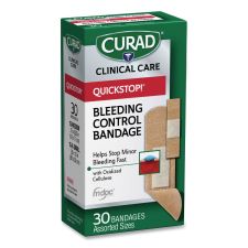 Curad QuickStop Flex Fabric Bandages, Assorted, 30/Box
