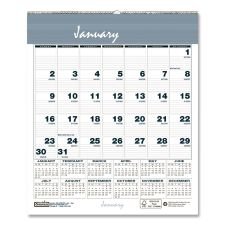 House of Doolittle Bar Harbor Recycled Wirebound Monthly Wall Calendar, 6 x 7, White/Blue/Gray Sheets, 12-Month (Jan-Dec): 2026