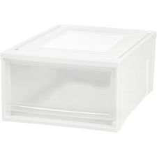 IRIS Stackable Storage Box Drawer - External Dimensions: 19.6"x15.8"x 9" - 15 lb - 7.72 gal - Stackable - Plastic - Clear, White - - 129771