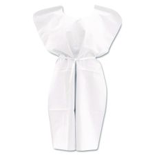 Medline Disposable Patient Gowns, 3-Ply Tissue Poly Tissue, 30" x 42", White, 50/Carton