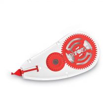 Universal Correction Tape Dispenser, Non-Refillable, 0.2" x 26.25 ft, White Tape, Clear/Red Dispenser, 10/Pack