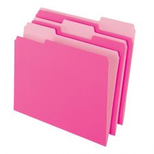2-Tone File Folders, 1/3 Tab, Letter Size, Pink, Pack Of 100