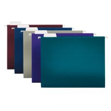 2-Tone Hanging File Folders, 1/5 Cut, 8 1/2" x 11", Letter Size, Assorted Colors, Box Of 25 Folders