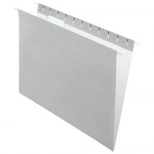 2-Tone Hanging File Folders, 1/5 Cut, 8 1/2" x 11", Letter Size, Gray, Box Of 25 Folders