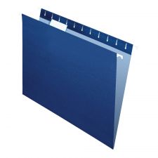 2-Tone Hanging File Folders, 1/5 Cut, 8 1/2" x 11", Letter Size, Navy, Box Of 25 Folders