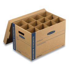 Bankers Box SmoothMove Kitchen Moving Kit with Dividers   Foam, Half Slotted Container (HSC), Medium, 12.25" x 18.5" x 12", Brown/Blue