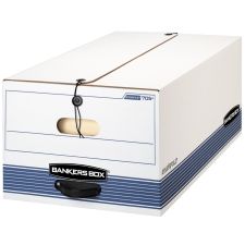 Bankers Box Stor/File FastFold Medium-Duty Storage Boxes, Legal Size, 24D x 15" x 10", White/Blue, Case Of 4 - 70506