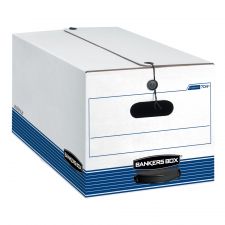 Bankers Box Stor/File Medium-Duty Storage Boxes, Letter Size, 24 x 12" x 10", White/Blue, Case Of 3 - 0070406
