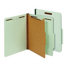 Classification Folders, 1 Divider, Letter Size (8-1/2" x 11"), 1-3/4" Expansion, Light Green, Box Of 10