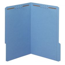 Color Fastener File Folders, Legal Size (8-1/2" x 14"), 2" Expansion, Blue, Box Of 50