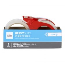 Heavy-Duty Shipping Packing Tape With Dispenser, 1.89" x 43.7 Yd., Clear, Pack Of 2
