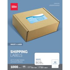 Inkjet/Laser Shipping Labels, Rectangle, 2" x 4", White, Pack Of 1,000