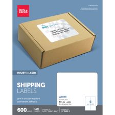 Inkjet/Laser Shipping Labels, Rectangle, 3 1/3" x 4", White, Pack Of 600