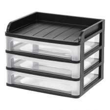 IRIS 3-Drawer Medium Desktop Storage, 11 1/4"H x 14 1/4"W x 11 13/16"D, Black
