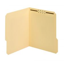 Manila Fastener Folders, 1 Fastener, 1/3 Tab Cut Assorted, Letter Size, Box of 50 Folders