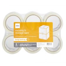Moving & Storage Packing Tape, 1.89" x 54.6 Yd., Crystal Clear, Pack Of 6 Rolls