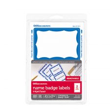 Name Badge Labels, 2 11/32" x 3 3/8", Blue, Pack Of 100