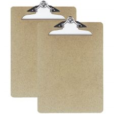 OIC 100% Recycled Hardboard Clipboards, Letter Size, 9" x 12 1/2", Brown, Pack Of 2