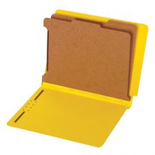 Pendaflex Straight-Cut End-Tab Pressboard Classification Folders, 2-1/2" Expansion, 2 Dividers, 8 1/2" x 11", Letter, Yellow, Box of 10