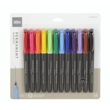 Permanent Markers, Fine Point, 100% Recycled Plastic Barrel, Assorted Colors, Pack Of 12