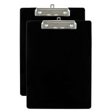 Plastic Clipboard, 9" x 12-1/2", Black, Pack Of 2