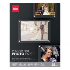 Premium Plus Photo Paper, Glossy, Letter Size, White, Pack Of 25 Sheets