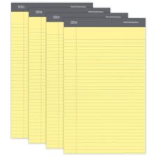 Professional Writing Pads, 8 1/2" x 14", Legal/Wide Ruled, 50 Sheets, Canary, Pack Of 4
