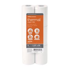 Thermal Paper Rolls, 2-1/4" x 50', White, Pack Of 6