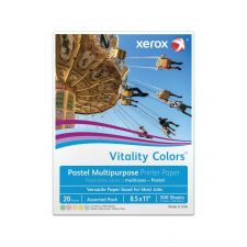 Xerox Vitality Colors Multi-Use Printer & Copy Paper, 1 Ream, Assorted Pastels, Letter (8.5" x 11"), 500 Sheets Per Ream, 20 Lb, 30% Recycled