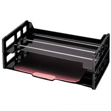 30% Recycled Legal-Size Desk Trays, 9" X 16 1/4", Black, Pack Of 2