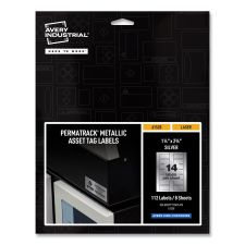 Avery PermaTrack Metallic Asset Tag Labels, Laser Printers, 1.25 x 2.75, Silver, 14/Sheet, 8 Sheets/Pack