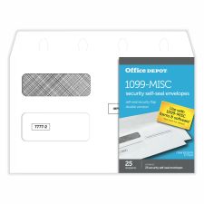 Double-Window Self-Seal Envelopes For 1099-MISC 2-Up Forms, 5-5/8"H x 9"W, White, Pack Of 25 Envelopes