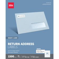 Inkjet/Laser Return Address Labels, Rectangle, 2/3" x 1 3/4", White, Pack Of 1,500