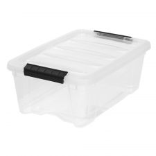 IRIS Latch Plastic Storage Container With Built-In Handles And Snap Lid, 12.95 Quarts, 16 1/2" x 11" x 6 1/2", Clear