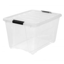 IRIS Plastic Storage Container With Handles/Latch Lid, 22" x 16 1/2" x 13", Clear