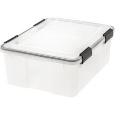 IRIS Weathertight Storage Container, 30 Quarts, 7 3/4" x 15 3/4" x 19 3/4", Clear