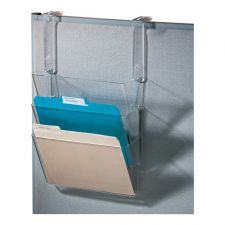 Plastic Letter-Size Hanging 3-Pocket Wall File, 8-1/2" x 13-3/8" x 8-1/2", Clear