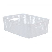 Plastic Weave Bin, Small Size, White