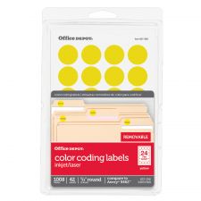 Removable Round Color-Coding Labels, OD98788, 3/4", Yellow, Pack Of 1,008