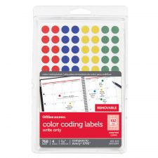 Removable Round Color-Coding Labels, OD98803, 1/4", Multicolor Dots, Pack Of 768