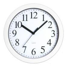 Round Quartz Analog Wall Clock, 9", White