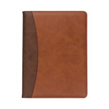 Samsill Two-Tone Padfolio with Spine Accent, 10.6w x 14.25h, Polyurethane, Tan/Brown