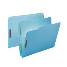 Smead Pressboard Fastener Folders, 2" Expansion, 8 1/2" x 11", Letter, 100% Recycled, Blue, Box of 25