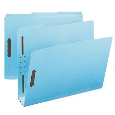 Smead Pressboard Fastener Folders, 3" Expansion, 8 1/2" x 11", Letter, 100% Recycled, Blue, Box of 25